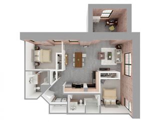 F2-B + DEN Floor plan layout